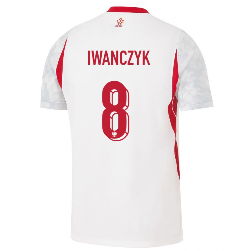 Danxen Hombre Camiseta Polonia Aleksander Iwanczyk #8 Blanco Rojo Gris 1ª Equipación 26-28 La Camisa México