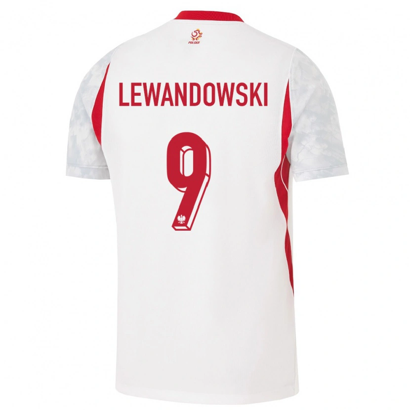 Danxen Hombre Camiseta Polonia Robert Lewandowski #9 Blanco Rojo Gris 1ª Equipación 26-28 La Camisa México