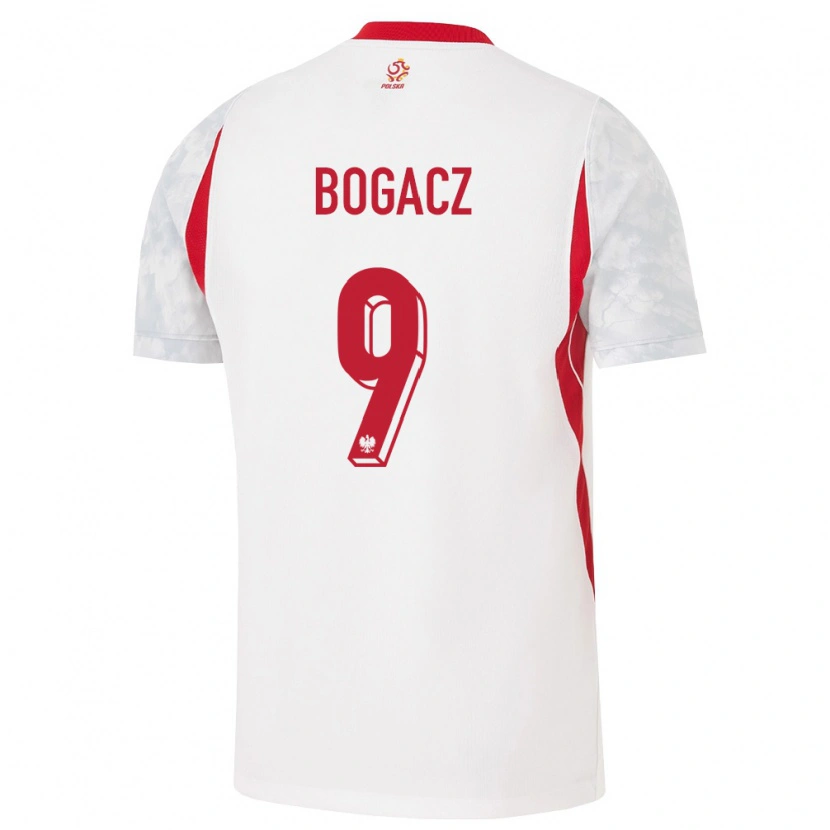 Danxen Hombre Camiseta Polonia Wiktor Bogacz #9 Blanco Rojo Gris 1ª Equipación 26-28 La Camisa México