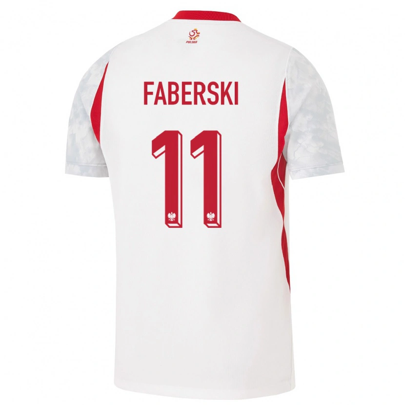 Danxen Hombre Camiseta Polonia Jan Faberski #11 Blanco Rojo Gris 1ª Equipación 26-28 La Camisa México