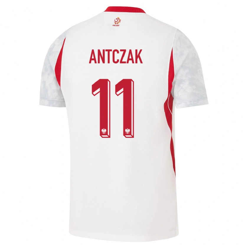 Danxen Hombre Camiseta Polonia Jakub Antczak #11 Blanco Rojo Gris 1ª Equipación 26-28 La Camisa México