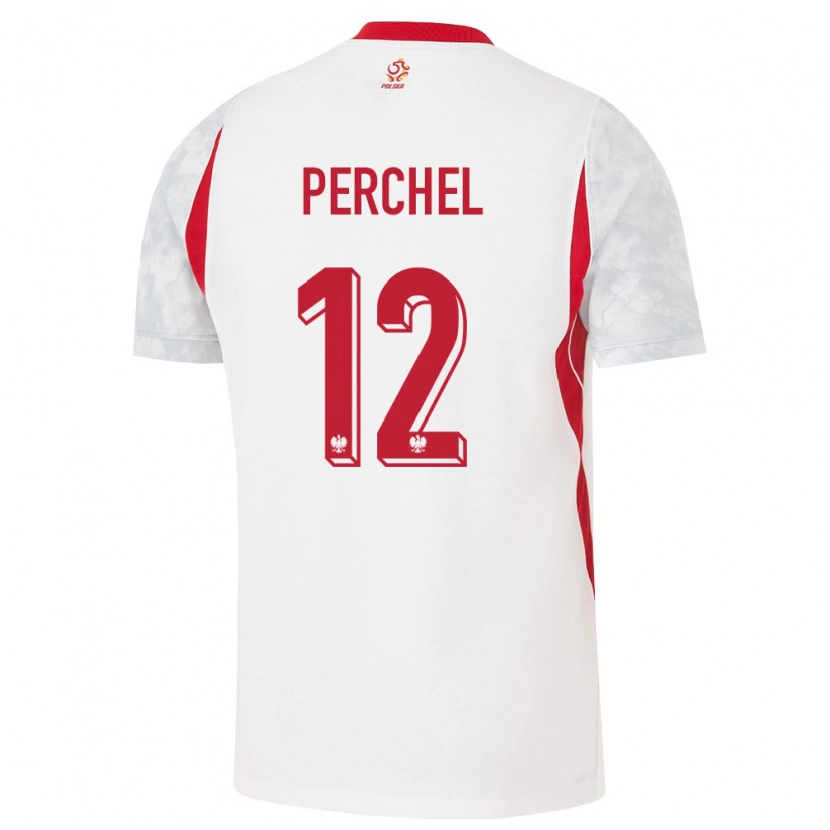 Danxen Hombre Camiseta Polonia Michał Perchel #12 Blanco Rojo Gris 1ª Equipación 26-28 La Camisa México
