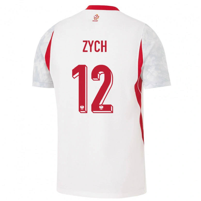 Danxen Hombre Camiseta Polonia Oliwier Zych #12 Blanco Rojo Gris 1ª Equipación 26-28 La Camisa México