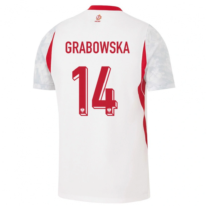Danxen Hombre Camiseta Polonia Dominika Grabowska #14 Blanco Rojo Gris 1ª Equipación 26-28 La Camisa México