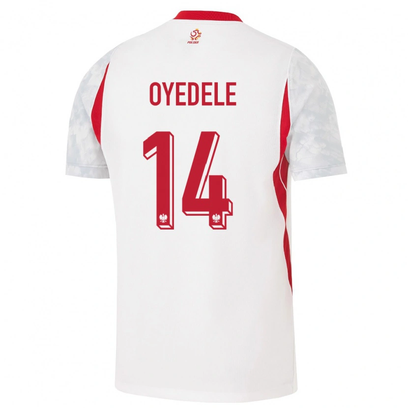 Danxen Hombre Camiseta Polonia Maximillian Oyedele #14 Blanco Rojo Gris 1ª Equipación 26-28 La Camisa México