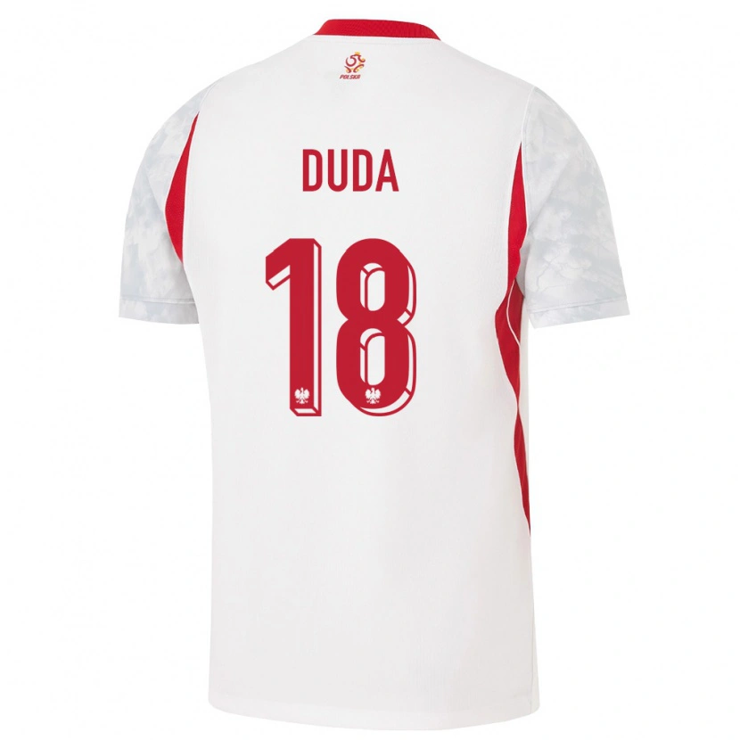 Danxen Hombre Camiseta Polonia Kacper Duda #18 Blanco Rojo Gris 1ª Equipación 26-28 La Camisa México