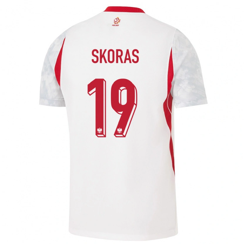Danxen Hombre Camiseta Polonia Michal Skoras #19 Blanco Rojo Gris 1ª Equipación 26-28 La Camisa México