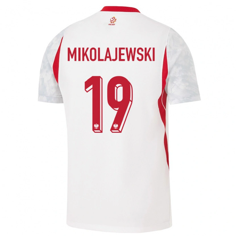 Danxen Hombre Camiseta Polonia Daniel Mikolajewski #19 Blanco Rojo Gris 1ª Equipación 26-28 La Camisa México