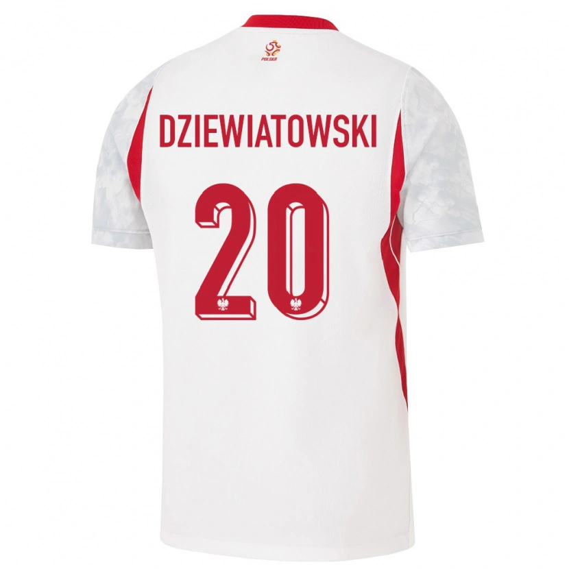 Danxen Hombre Camiseta Polonia Mateusz Dziewiatowski #20 Blanco Rojo Gris 1ª Equipación 26-28 La Camisa México