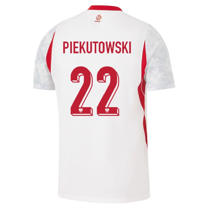 Danxen Hombre Camiseta Polonia Milosz Piekutowski #22 Blanco Rojo Gris 1ª Equipación 26-28 La Camisa México