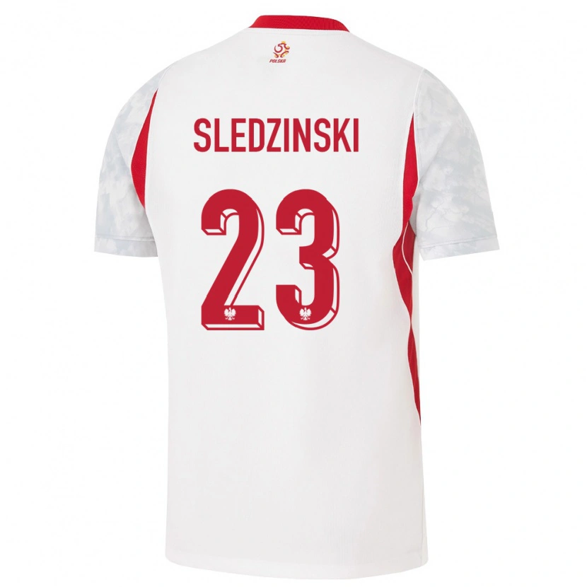 Danxen Hombre Camiseta Polonia Eryk Sledzinski #23 Blanco Rojo Gris 1ª Equipación 26-28 La Camisa México