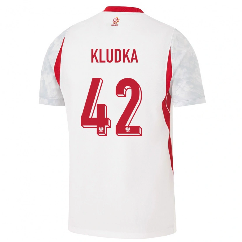 Danxen Hombre Camiseta Polonia Bartlomiej Kludka #42 Blanco Rojo Gris 1ª Equipación 26-28 La Camisa México
