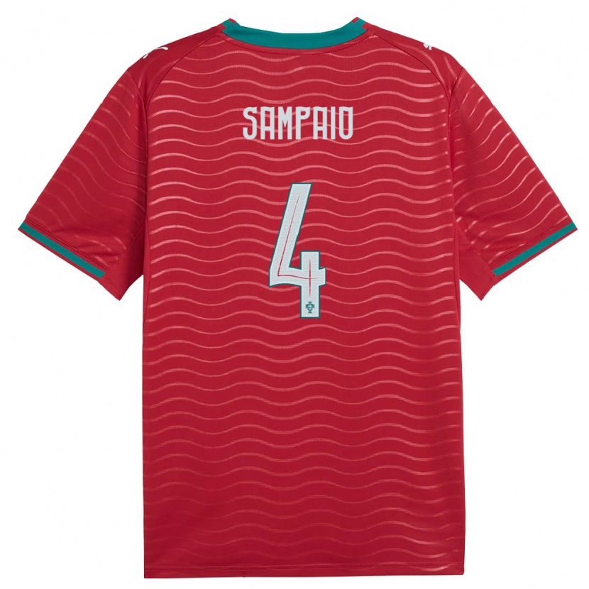 Danxen Hombre Camiseta Portugal José Sampaio #4 Rojo Verde Blanco 1ª Equipación 26-28 La Camisa México