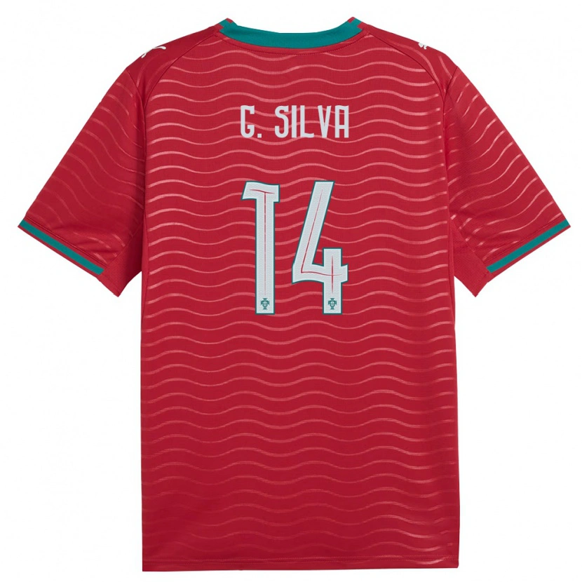 Danxen Hombre Camiseta Portugal Gonçalo Silva #14 Rojo Verde Blanco 1ª Equipación 26-28 La Camisa México