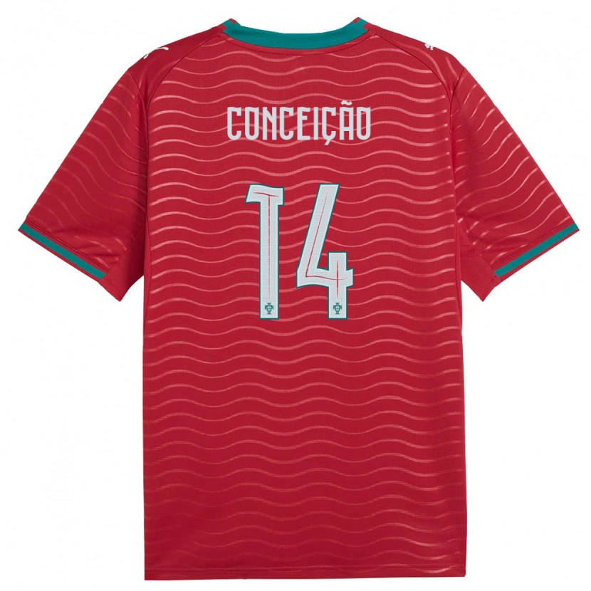 Danxen Hombre Camiseta Portugal Rodrigo Conceicao #14 Rojo Verde Blanco 1ª Equipación 26-28 La Camisa México