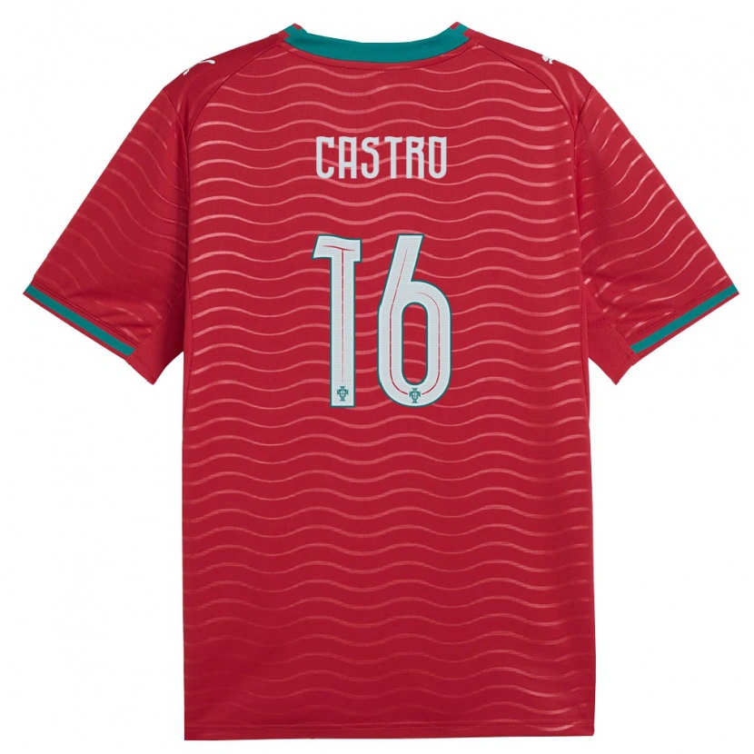 Danxen Hombre Camiseta Portugal Guilherme Castro #16 Rojo Verde Blanco 1ª Equipación 26-28 La Camisa México
