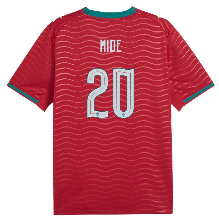 Danxen Hombre Camiseta Portugal Mateus Mide #20 Rojo Verde Blanco 1ª Equipación 26-28 La Camisa México