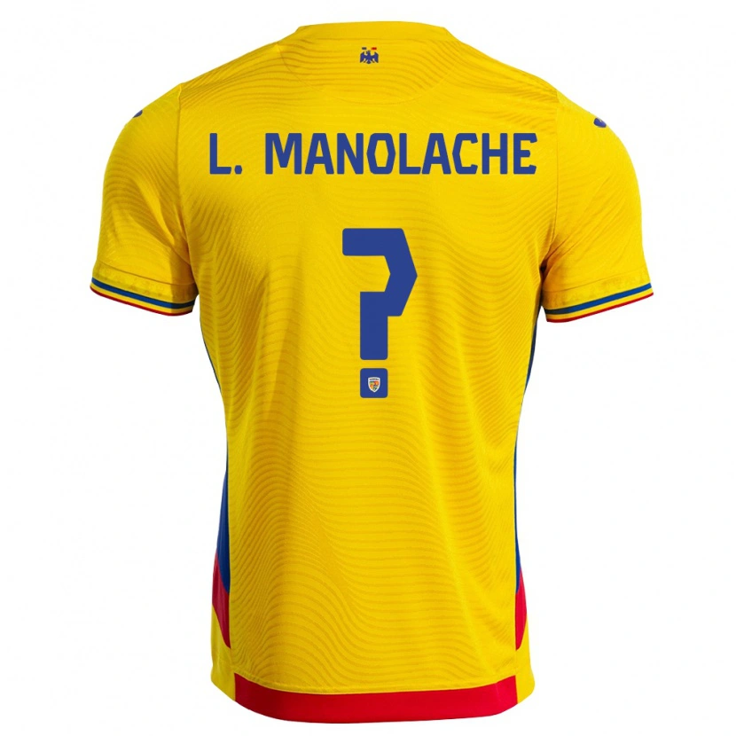 Danxen Hombre Camiseta Rumania Luca Manolache #0 Amarillo Rojo 1ª Equipación 26-28 La Camisa México