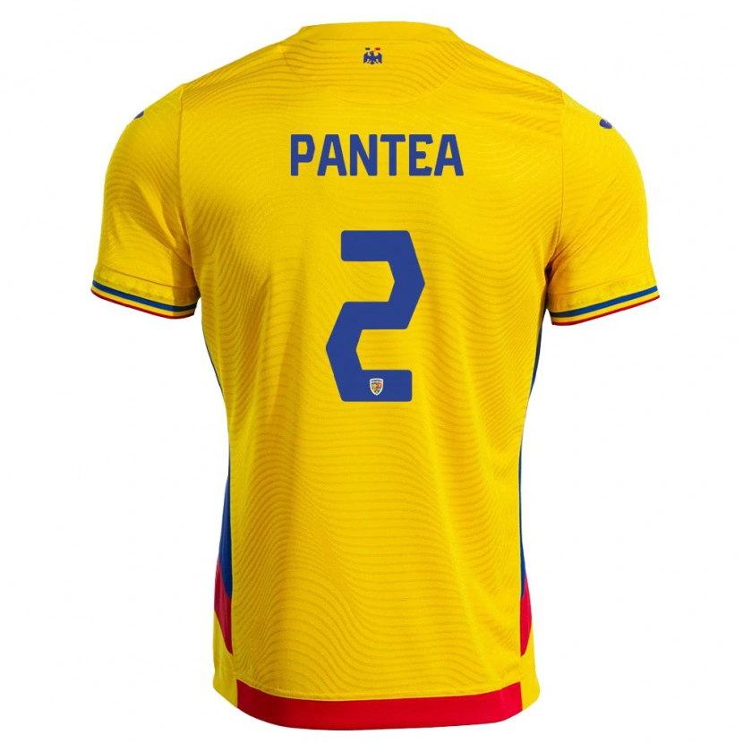 Danxen Hombre Camiseta Rumania Alexandru Pantea #2 Amarillo Rojo 1ª Equipación 26-28 La Camisa México