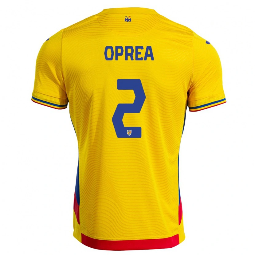 Danxen Hombre Camiseta Rumania Olivia Oprea #2 Amarillo Rojo 1ª Equipación 26-28 La Camisa México
