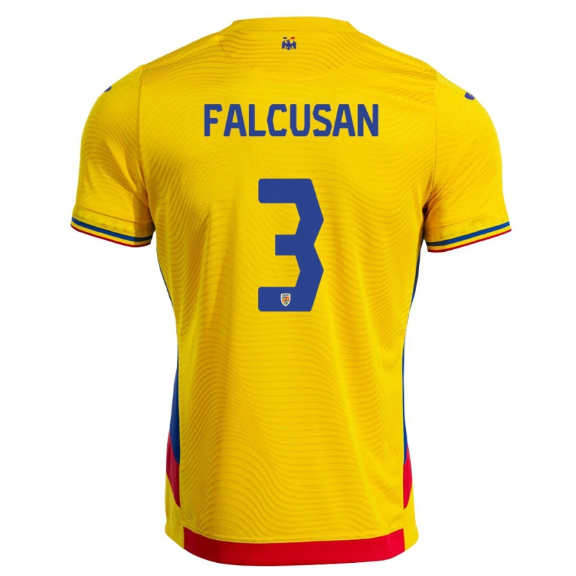 Danxen Hombre Camiseta Rumania Darius Fălcușan #3 Amarillo Rojo 1ª Equipación 26-28 La Camisa México