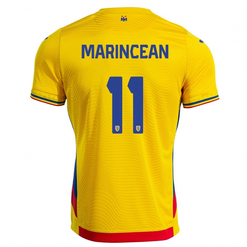 Danxen Hombre Camiseta Rumania Răzvan Marincean #11 Amarillo Rojo 1ª Equipación 26-28 La Camisa México