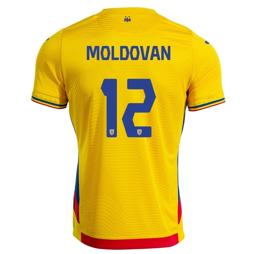 Danxen Hombre Camiseta Rumania Horaţiu Moldovan #12 Amarillo Rojo 1ª Equipación 26-28 La Camisa México
