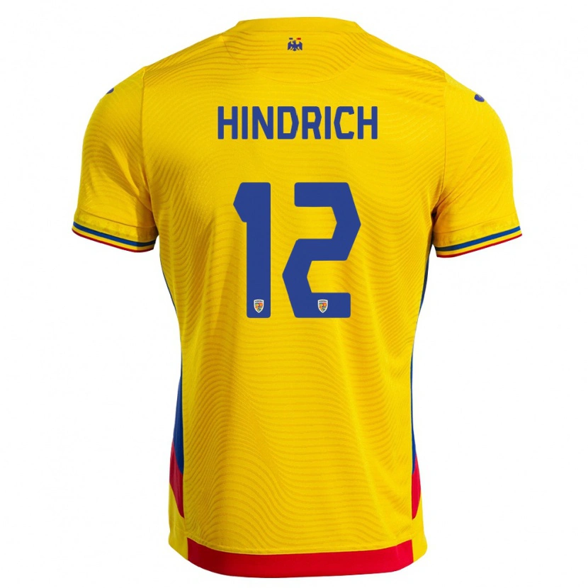 Danxen Hombre Camiseta Rumania Otto Hindrich #12 Amarillo Rojo 1ª Equipación 26-28 La Camisa México