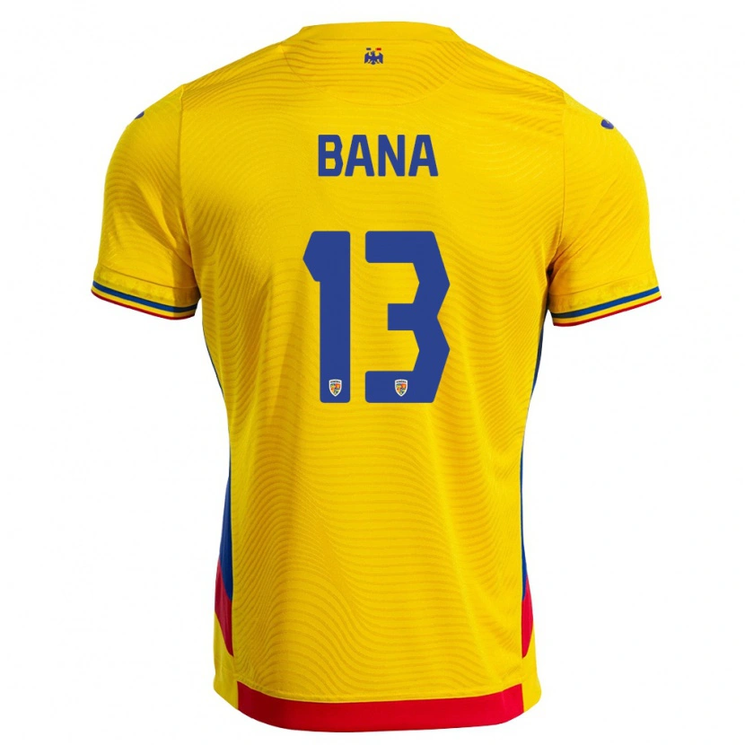 Danxen Hombre Camiseta Rumania Ștefan Bană #13 Amarillo Rojo 1ª Equipación 26-28 La Camisa México