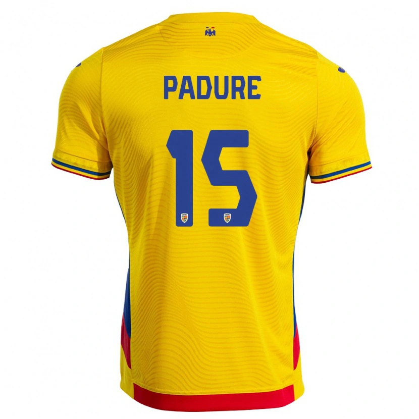 Danxen Hombre Camiseta Rumania Matei Pădure #15 Amarillo Rojo 1ª Equipación 26-28 La Camisa México