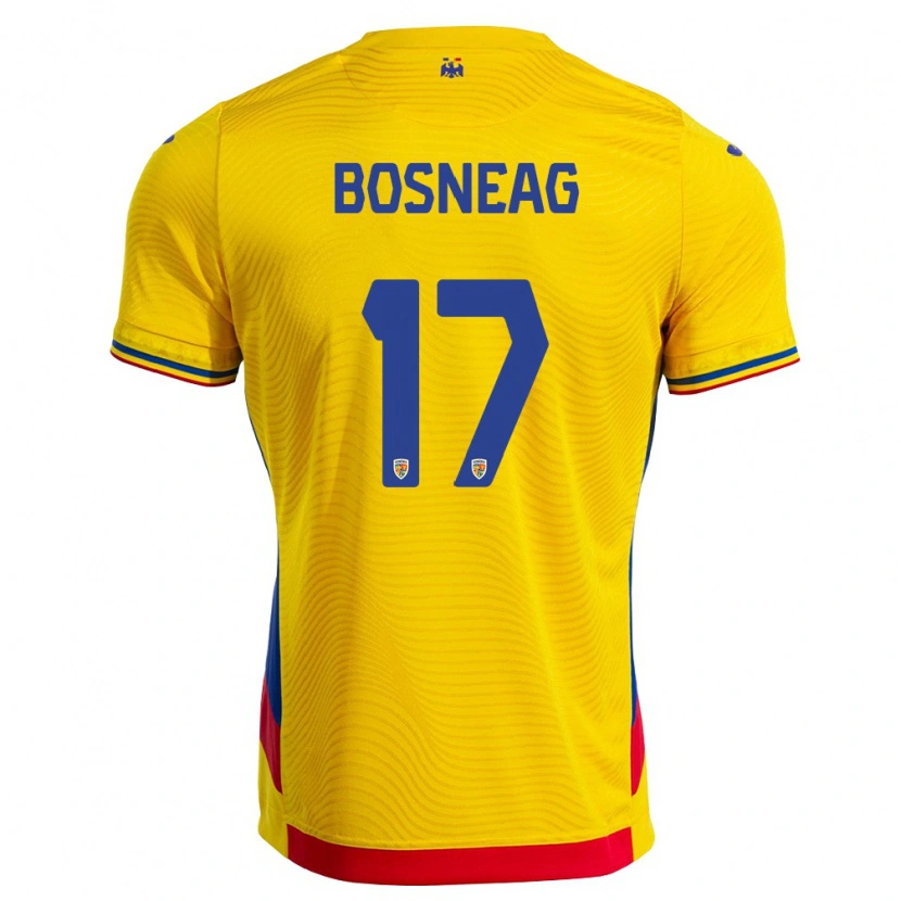Danxen Hombre Camiseta Rumania Mihai Boșneag #17 Amarillo Rojo 1ª Equipación 26-28 La Camisa México