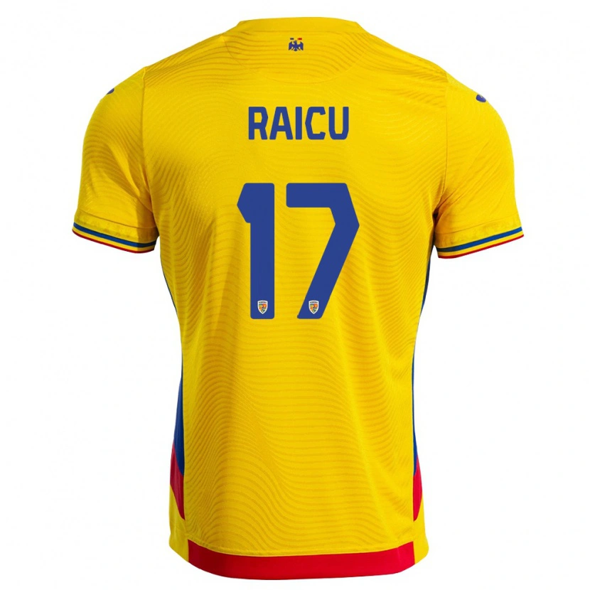Danxen Hombre Camiseta Rumania Alin Raicu #17 Amarillo Rojo 1ª Equipación 26-28 La Camisa México