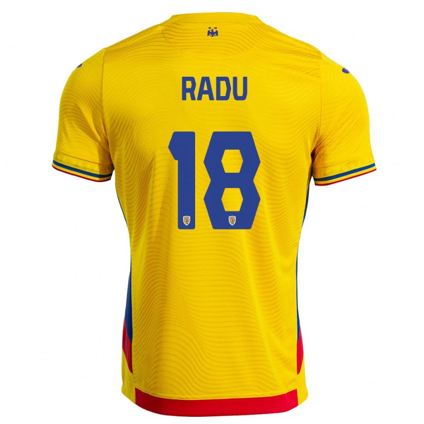 Danxen Hombre Camiseta Rumania Denis Radu #18 Amarillo Rojo 1ª Equipación 26-28 La Camisa México