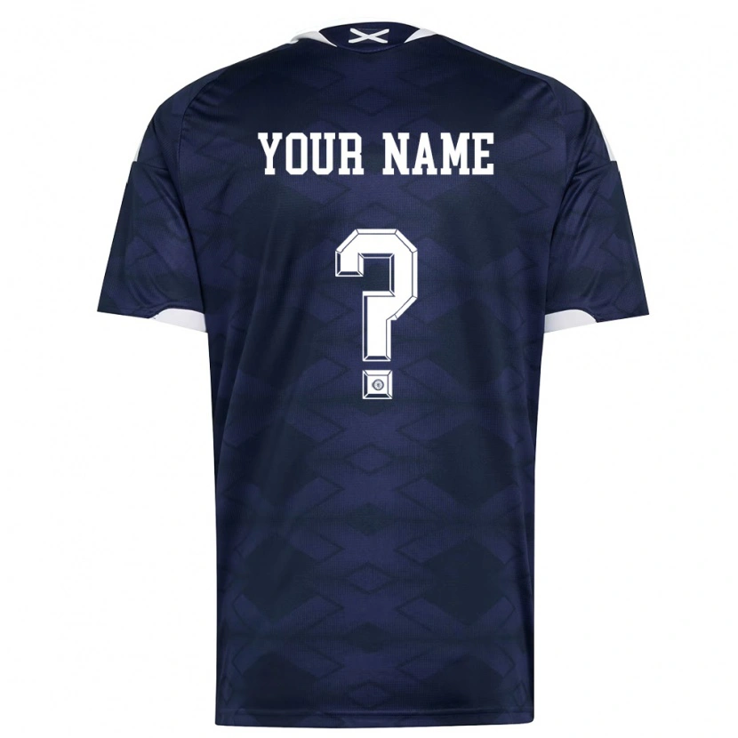 Danxen Hombre Camiseta Escocia Su Nombre #0 Marino Blanco 1ª Equipación 26-28 La Camisa México