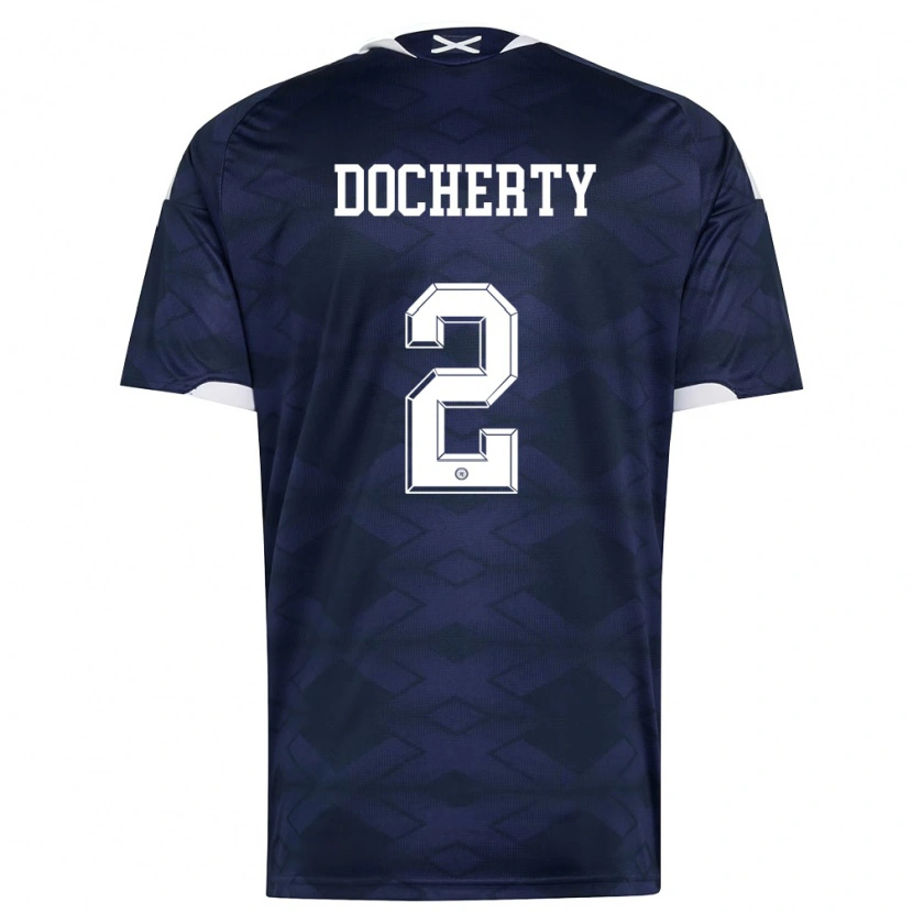 Danxen Hombre Camiseta Escocia Nicola Docherty #2 Marino Blanco 1ª Equipación 26-28 La Camisa México