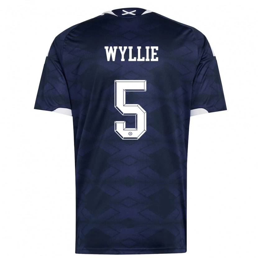 Danxen Hombre Camiseta Escocia Jack Wyllie #5 Marino Blanco 1ª Equipación 26-28 La Camisa México