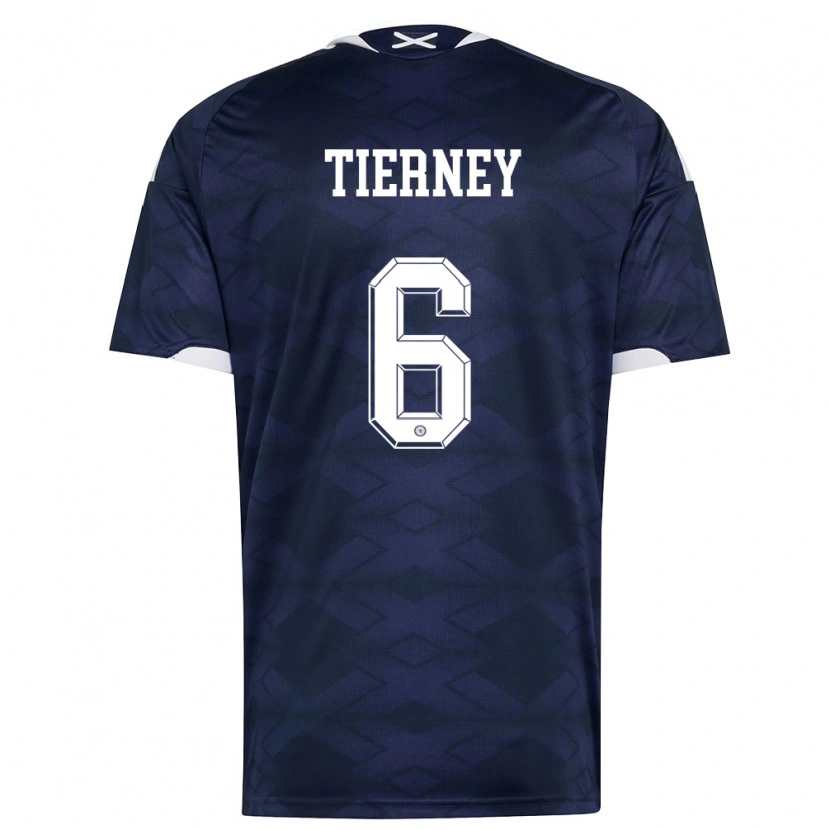 Danxen Hombre Camiseta Escocia Kieran Tierney #6 Marino Blanco 1ª Equipación 26-28 La Camisa México