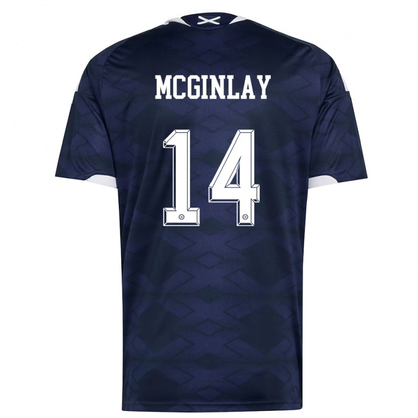 Danxen Hombre Camiseta Escocia Aiden Mcginlay #14 Marino Blanco 1ª Equipación 26-28 La Camisa México