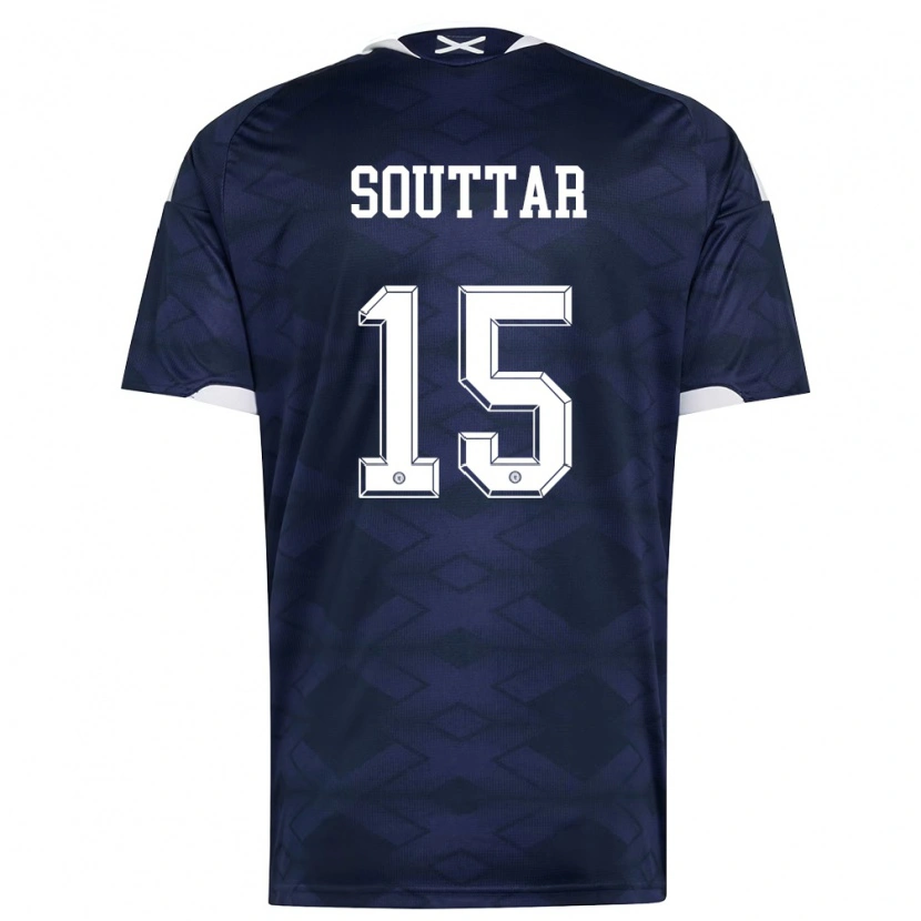 Danxen Hombre Camiseta Escocia John Souttar #15 Marino Blanco 1ª Equipación 26-28 La Camisa México