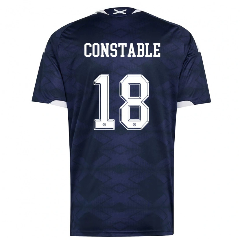 Danxen Hombre Camiseta Escocia Scott Constable #18 Marino Blanco 1ª Equipación 26-28 La Camisa México