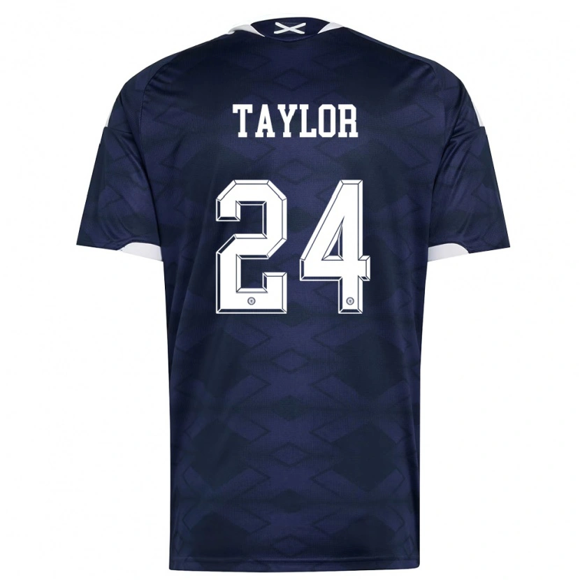 Danxen Hombre Camiseta Escocia Greg Taylor #24 Marino Blanco 1ª Equipación 26-28 La Camisa México