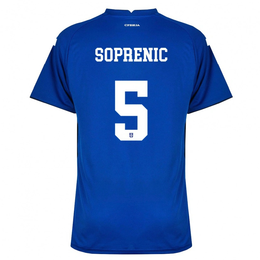 Danxen Hombre Camiseta Serbia Milos Soprenic #5 Marino Rojo 1ª Equipación 26-28 La Camisa México