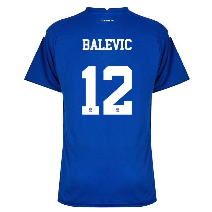 Danxen Hombre Camiseta Serbia Lazar Balevic #12 Marino Rojo 1ª Equipación 26-28 La Camisa México