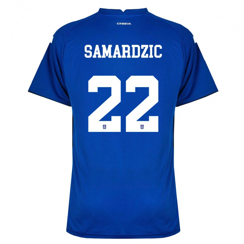 Danxen Hombre Camiseta Serbia Lazar Samardžić #22 Marino Rojo 1ª Equipación 26-28 La Camisa México