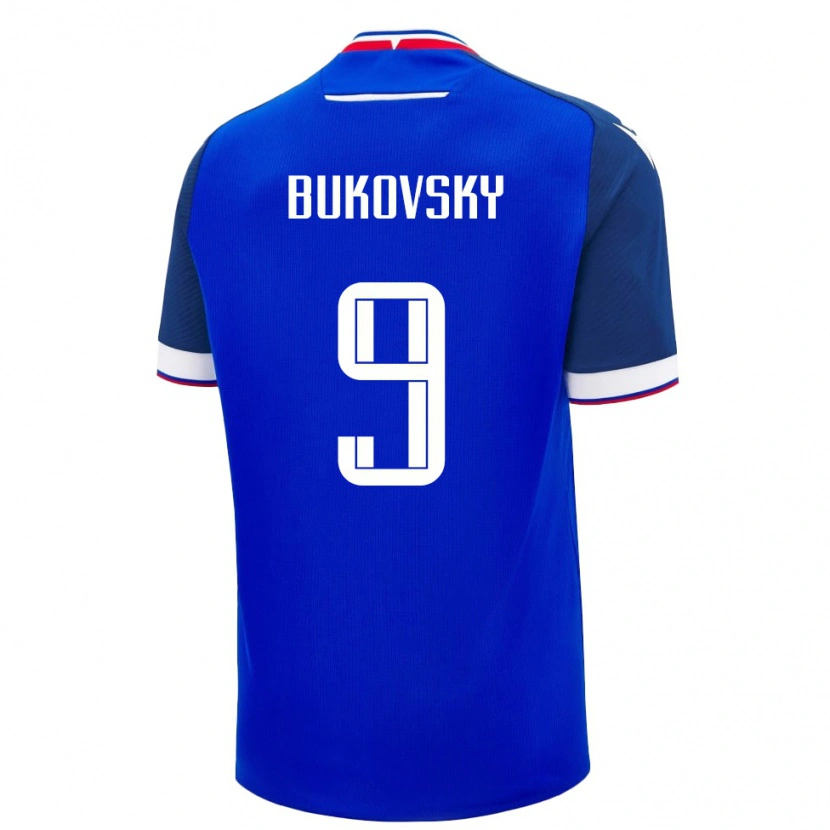 Danxen Hombre Camiseta Eslovaquia David Bukovsky #9 Azul Blanco 1ª Equipación 26-28 La Camisa México