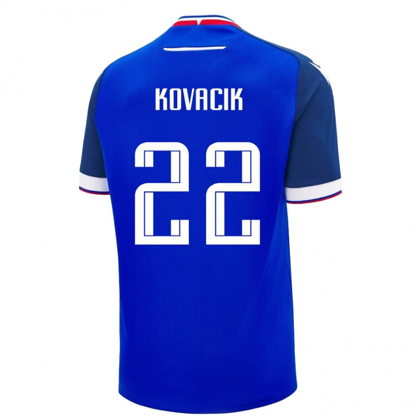 Danxen Hombre Camiseta Eslovaquia Peter Kovacik #22 Azul Blanco 1ª Equipación 26-28 La Camisa México