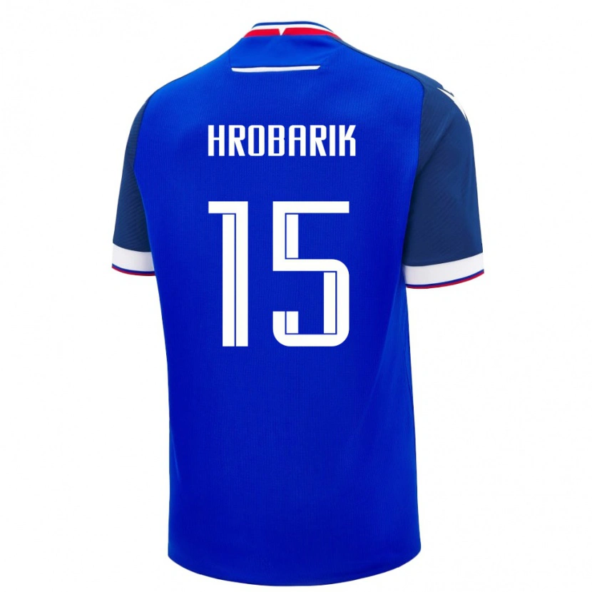 Danxen Hombre Camiseta Eslovaquia Tobias Hrobarik #15 Azul Blanco 1ª Equipación 26-28 La Camisa México