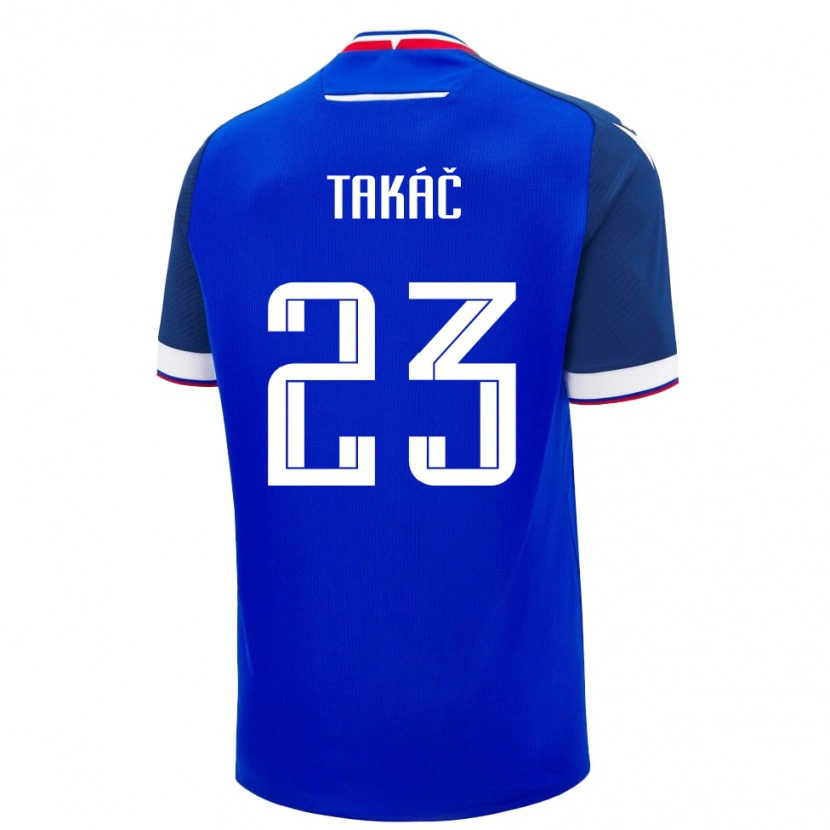 Danxen Hombre Camiseta Eslovaquia Dominik Takac #23 Azul Blanco 1ª Equipación 26-28 La Camisa México