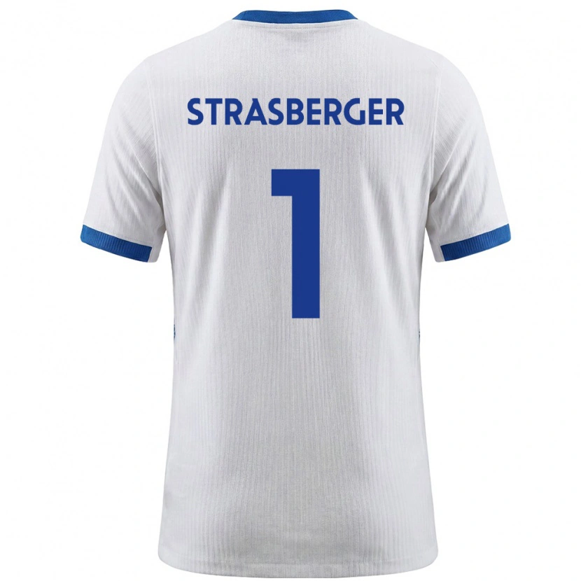 Danxen Hombre Camiseta Eslovenia Tim Strasberger #1 Blanco Azul 1ª Equipación 26-28 La Camisa México