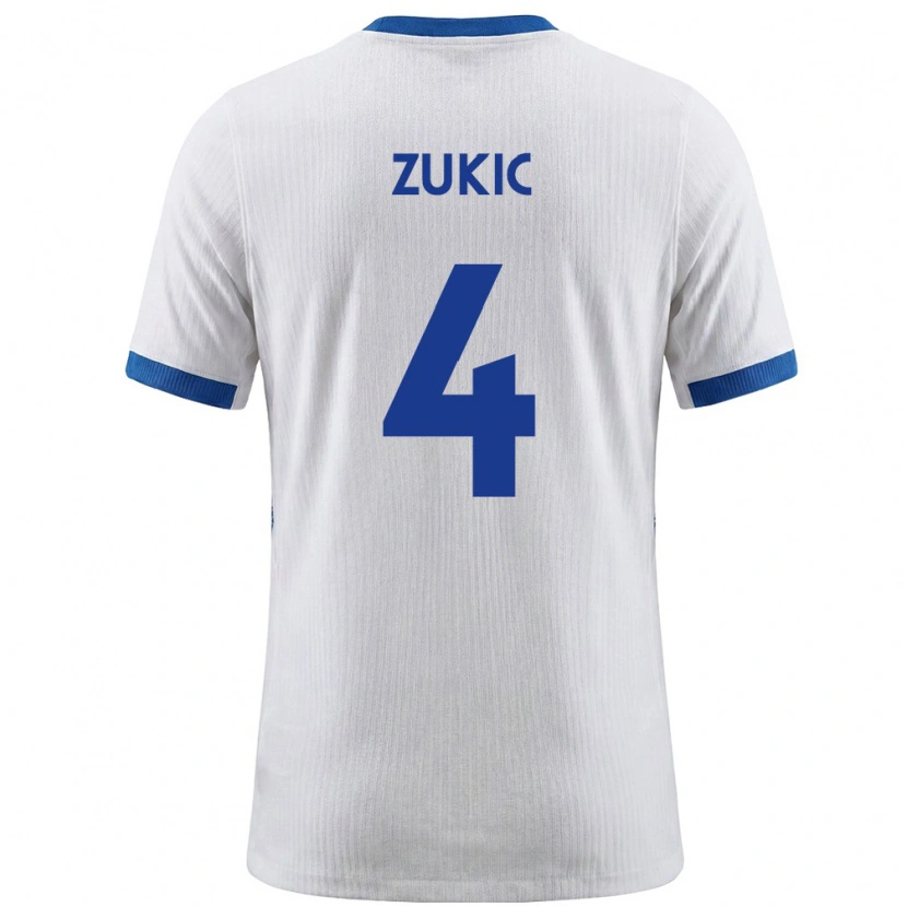 Danxen Hombre Camiseta Eslovenia Damir Zukic #4 Blanco Azul 1ª Equipación 26-28 La Camisa México